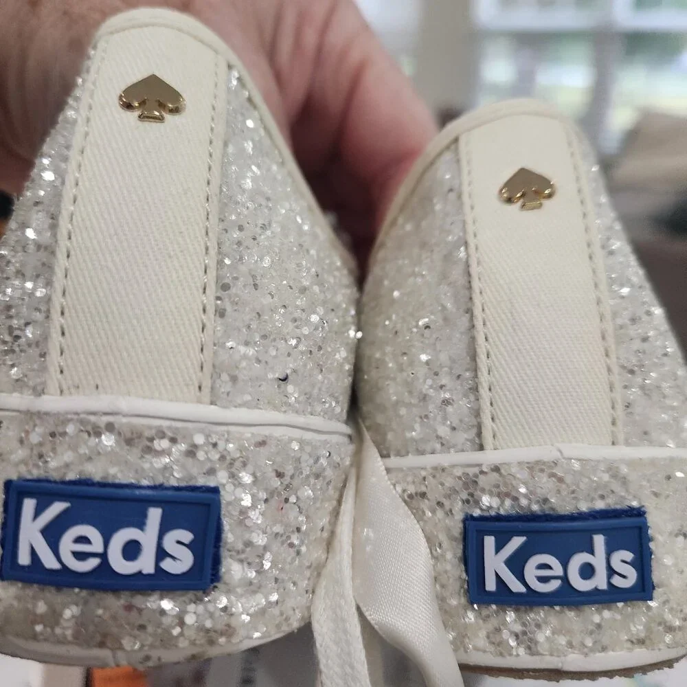 Kate Spade x Keds truly all over glitter sneakers Ivory/Cream Size 9 - Picture 11 of 13